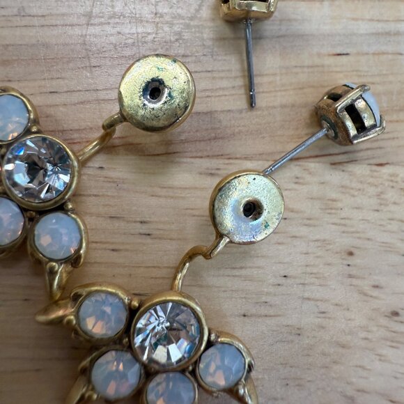 Stella & Dot Gold-Tone Crystal & Moonstone Spike Jacket Style Earrings - Picture 5 of 9